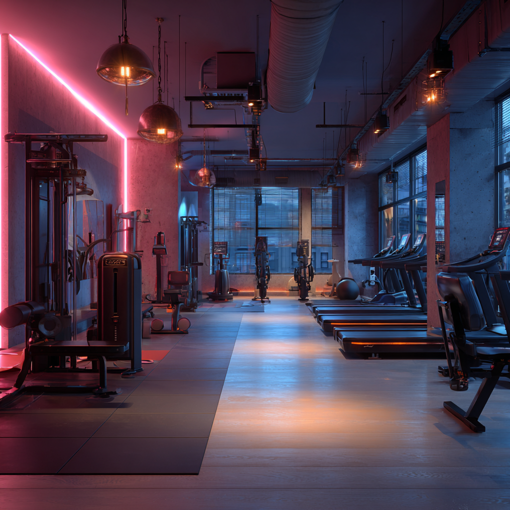 Зал із неоновим освітленням для тренувань